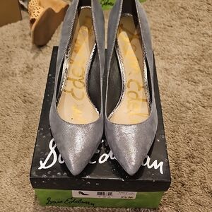 Sam Edelman Metallic Silver Pointed Toe Pumps
